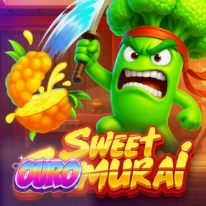 Visual do jogo Sweet Samurai com elementos de dojo e frutas